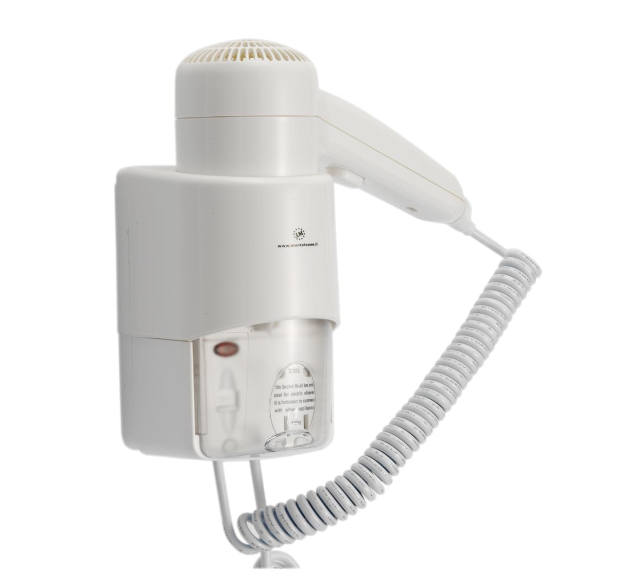 Wall-mounted hair dryer  with shaver socket